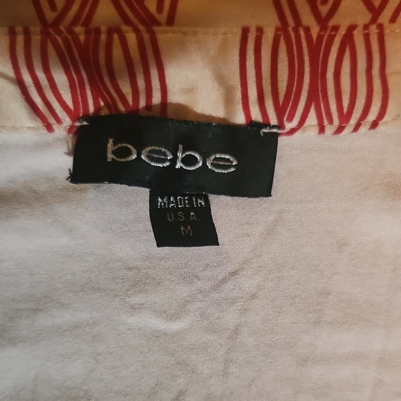 Bebe White and Pink Ruffled Fitted T-Shirt - Picture 2 of 4